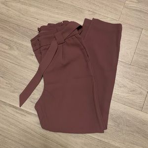 Express Purple High Waisted Belted Linen Ankle Pant, Size 6R